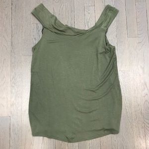 Kim & Cami Army Green Cowl Neck Sleeveless Top